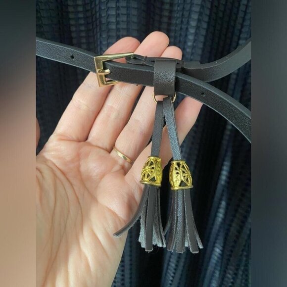 COCO & Tashi Knit Mini Dress Sz Medium Dark Blue Sleeveless V-Neck Belted - Picture 5 of 13